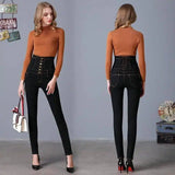 high waisted jeans female thin elastic feet pencil pants-2-15