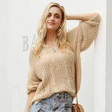 Hollow pullover sweater knit sweater-5