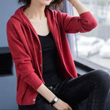 Hooded Sweater Coat Women Long Sleeve Single-breasted-5