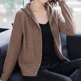 Hooded Sweater Coat Women Long Sleeve Single-breasted-7