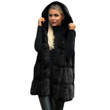 Hooded vest plush jacket-Black-3