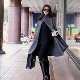 Hooded woolen cloak windbreaker jacket-3