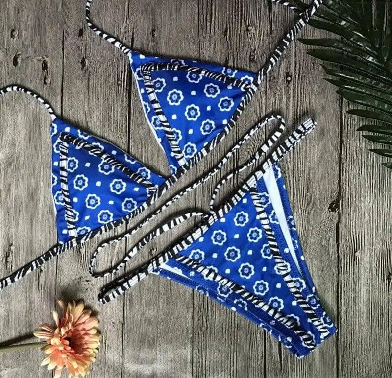 Hot Swimwear Bandage Bikini blue Beach Swimwear Women-1