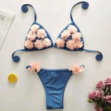 Intarsia sexy bikini-Blue-2