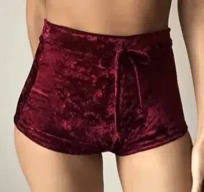 Jasmin Velvet Booty Shorts-Redwine-4