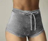 Jasmin Velvet Booty Shorts-Silver-6