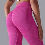 Knitted Seamless Yoga Pants Running Sports Fitness High-Rose Red-15