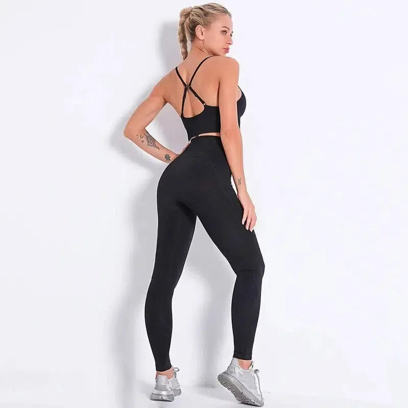 Knitted seamless Yoga suit-Black-5