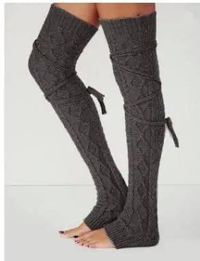 Knitted Stockings-Dark Gray-4