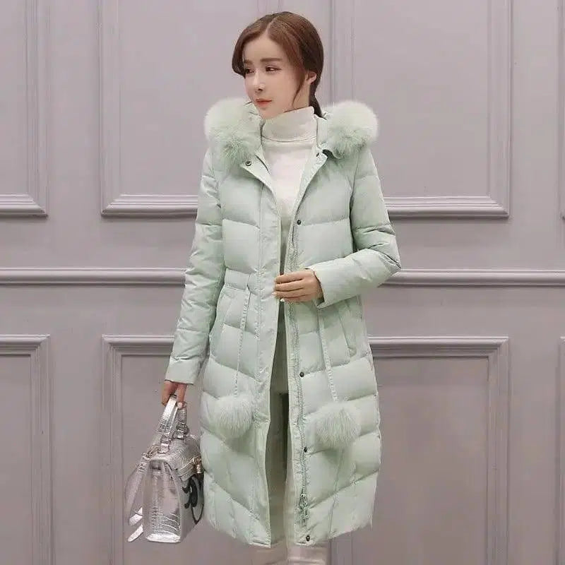 Korean down cotton-padded overcoat for women over the knee-1