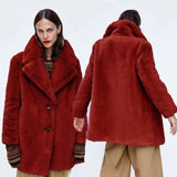 Korean Style Loose Fashion All-match Plush Jacket-Red-2