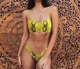 Ladies leopard print bikini swimsuit-Snakepatternyellow-10