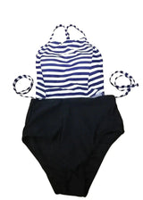 ladies split wave stripe swimsuit two piece size wear-S-6