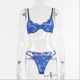 Ladies Underwire Lace Lingerie Suit Fashion-Royalblue-4