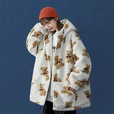 Lamb fur bear cotton coat-White-4