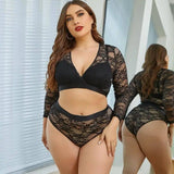 Large Size Sexy Long-Sleeved Black European And American-1