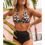 Leopard Print High Waist Swimsuit Bikini-Leopard-1