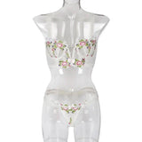 Lingerie High-density Embroidery High-end Flower-White-2