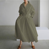 Loose Dress Women Elastic High Waist Show Thin Temperament-Grey-10