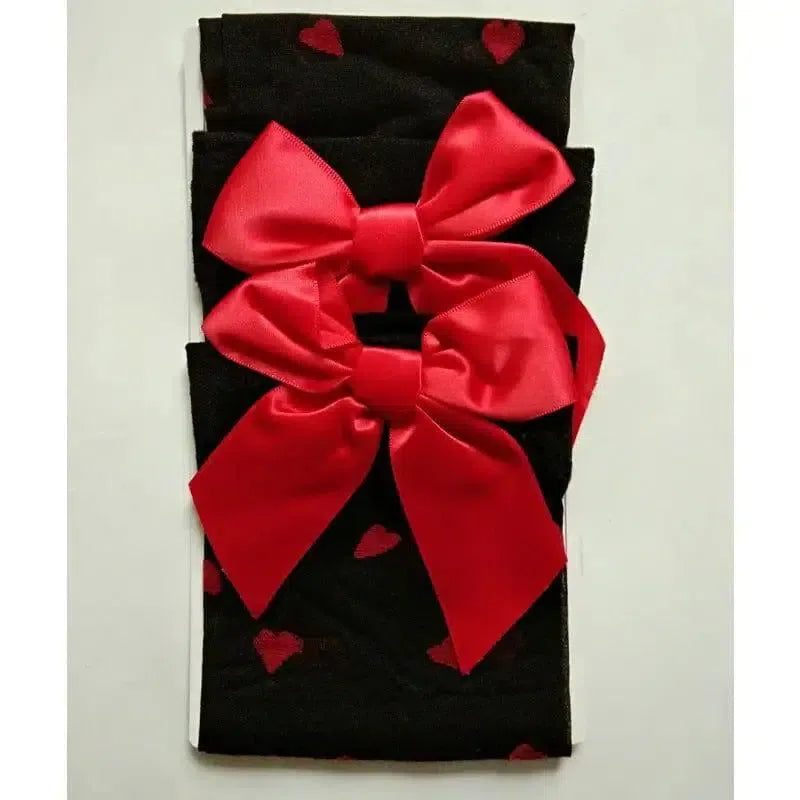 Lovely Red Big Bow Heart Printed Stockings-3