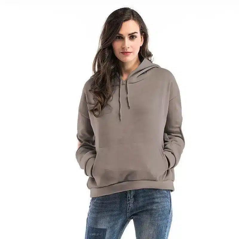 Women's Casual Pullover Hoodie Sweatshirt-Khaki-3