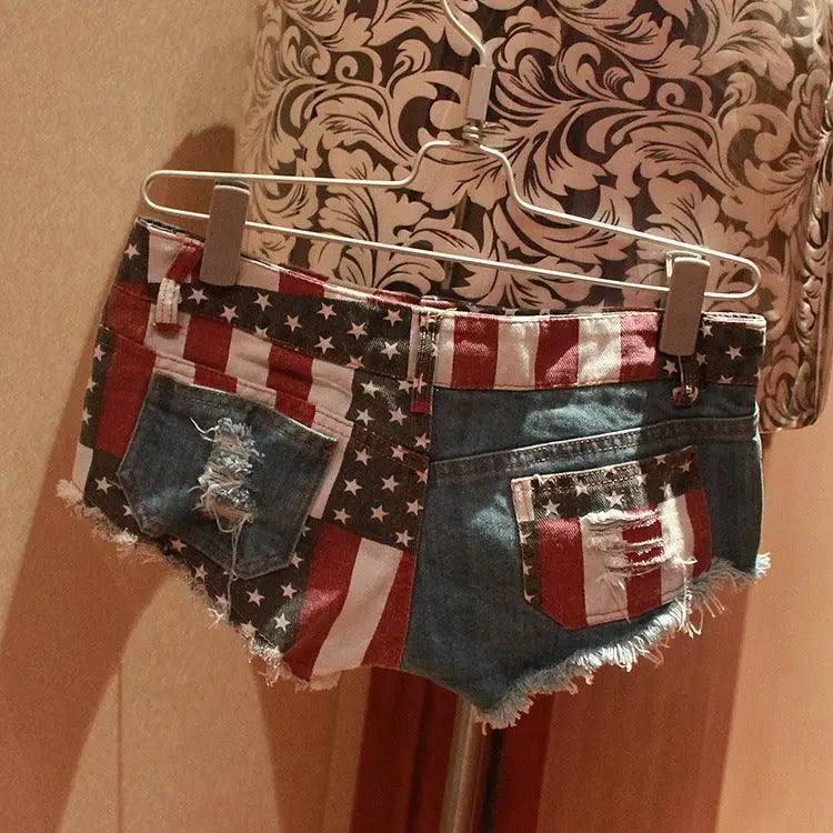 American Flag Patterned Mini Pants-5