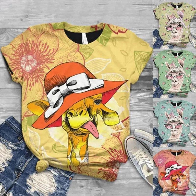 Funny Animal Graphic Casual T-Shirt-1