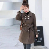 Autumn And Winter Clothes Small Slim Slim Mid-Length-Coffee color-1