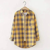 Plaid Long Sleeve Casual Shirt-Yellow grid-5