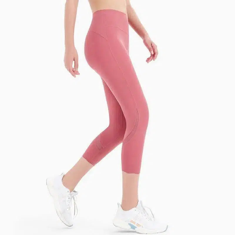 Brushed Yoga Pants Women's Nude Feeling Tight Hips High-Pink-1