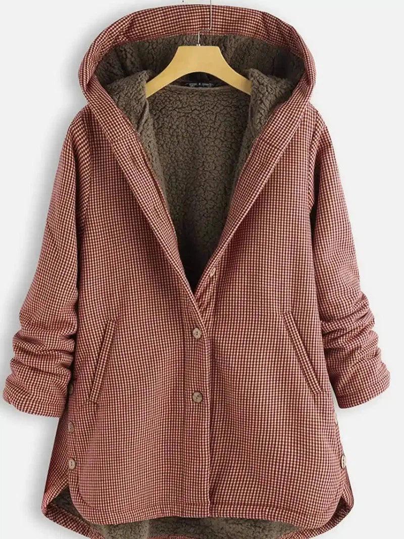 LOVEMI - Lovemi - Buttoned Solid Hooded Jacket