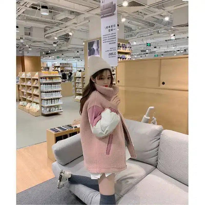 Cashmere Thickened Lambskin Coat Women's Loose Top-1