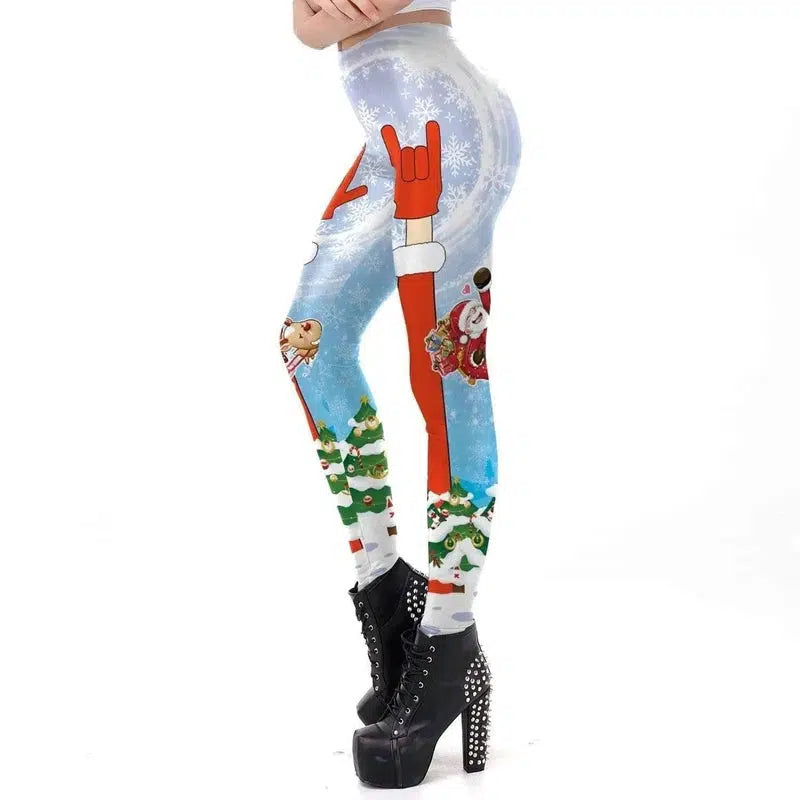 Christmas digital print tight leggings-D Style-4