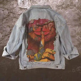 LOVEMI - Lovemi - Color Finger Print Fashion Denim Jacket Jacket