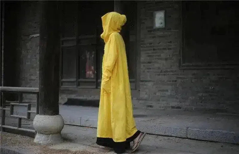 Hooded Long Raincoat for All-Weather Protection-Yellow-6