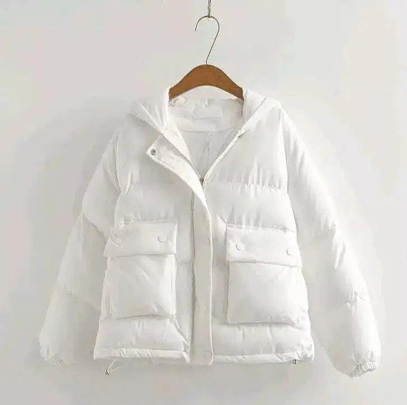 Cute White Coat - Cozy Puffer Jacket for All Occasions-White-1