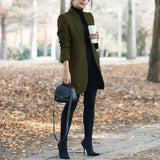 Chic Burgundy Coats for Women - Longline Style-army green-11