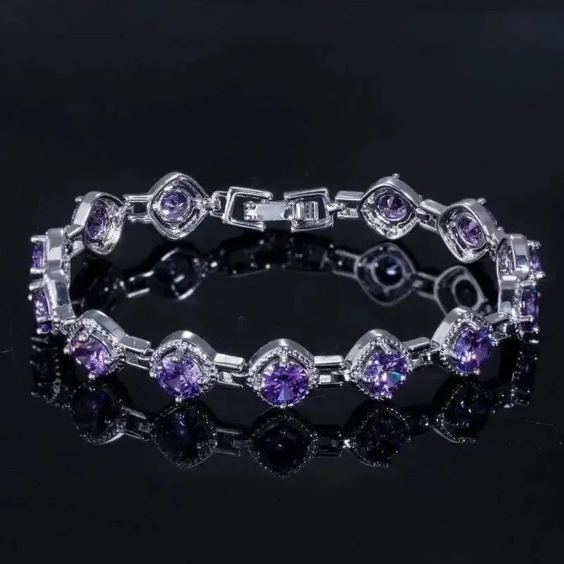 Elegant Rhinestone Chain White Gold Color Shiny Sqaure Cubic-3