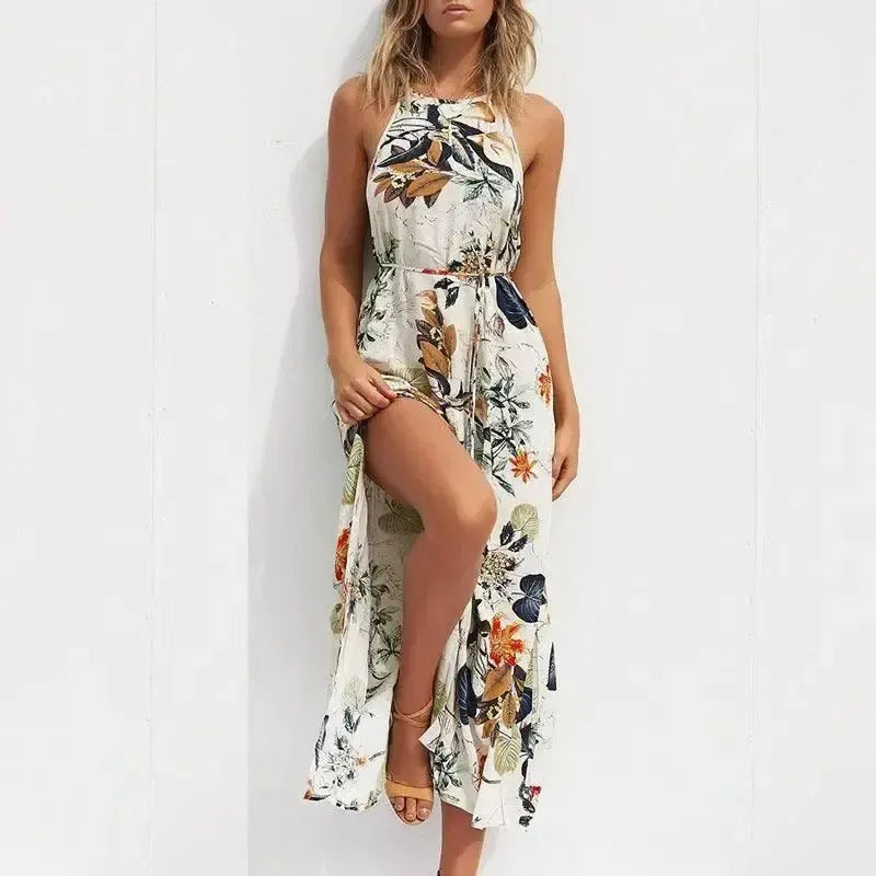 European and American sling cotton printed long beach dress-Picturecolor-13