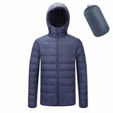 Men's Cotton Hooded Puffer Jacket - Slim Fit-Navy Blue-2