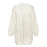 Women's Knit Cardigan Sweater Lightweight-White-2