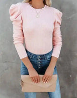 Womens Casual Tops and High-Waist Jeans-Pink-4