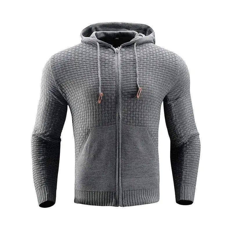 Four Seasons Knitting zipper Hoodies leather printing 3D-Gray-2