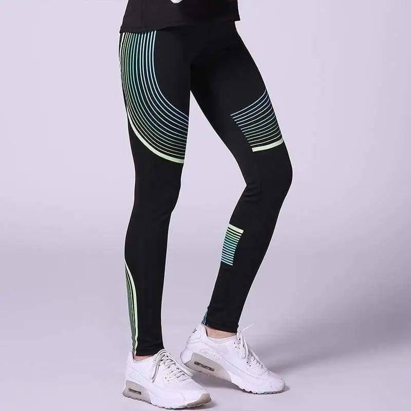 Gradient line track pants-Blue green-2