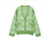 LOVEMI - Lovemi - Green V-neck Sweater