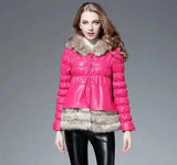 LOVEMI - Lovemi - Haining fur coat female Slim PU leather hooded