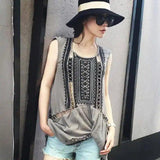 Womens Boho Sleeveless Tunic Top-Grey-1