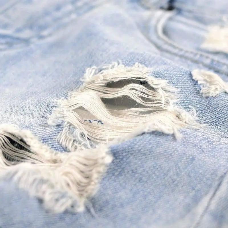 LOVEMI - Lovemi - High Waist Ripped Denim Shorts