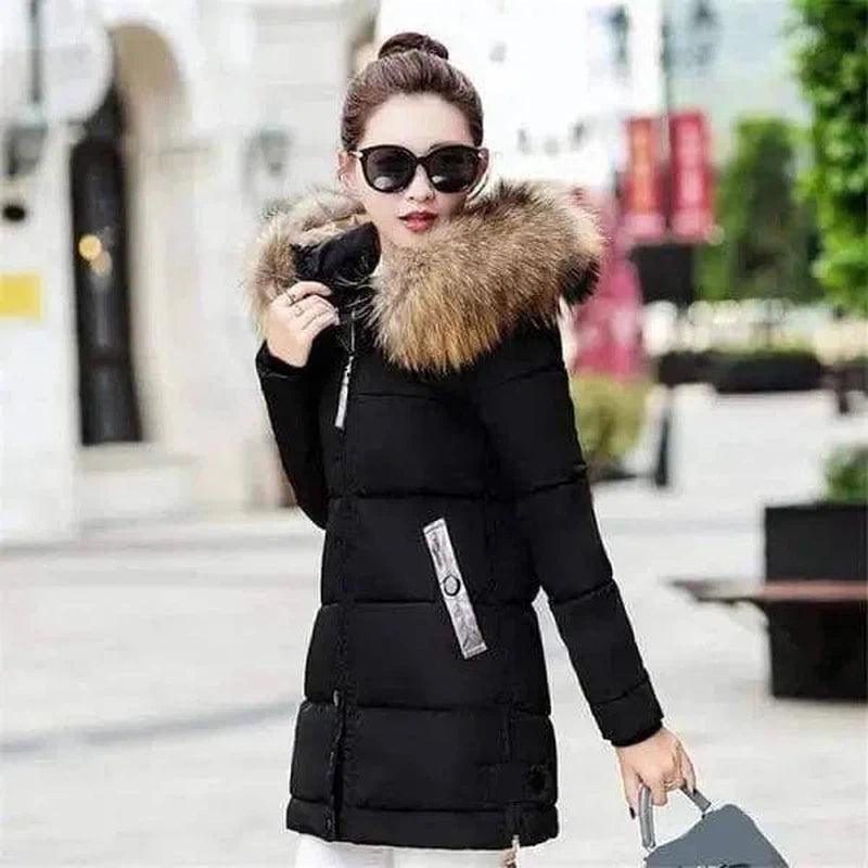 LOVEMI - Lovemi - Hooded large fur collar cotton coat