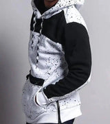 Hooded Printed Patchwork Sweatshirt-White-4